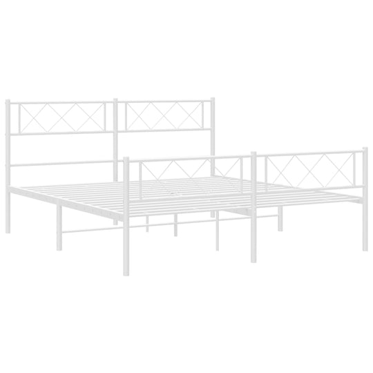 Metal Bed Frame without Mattress with Footboard White 135x190 cm