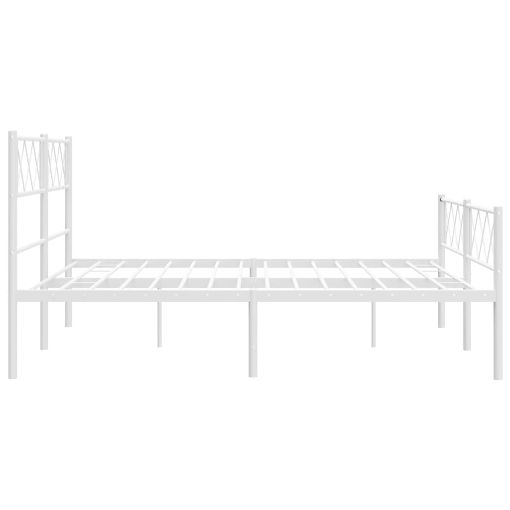 Metal Bed Frame without Mattress with Footboard White 135x190 cm