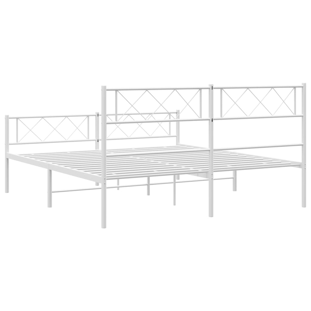 Metal Bed Frame without Mattress with Footboard White 135x190 cm