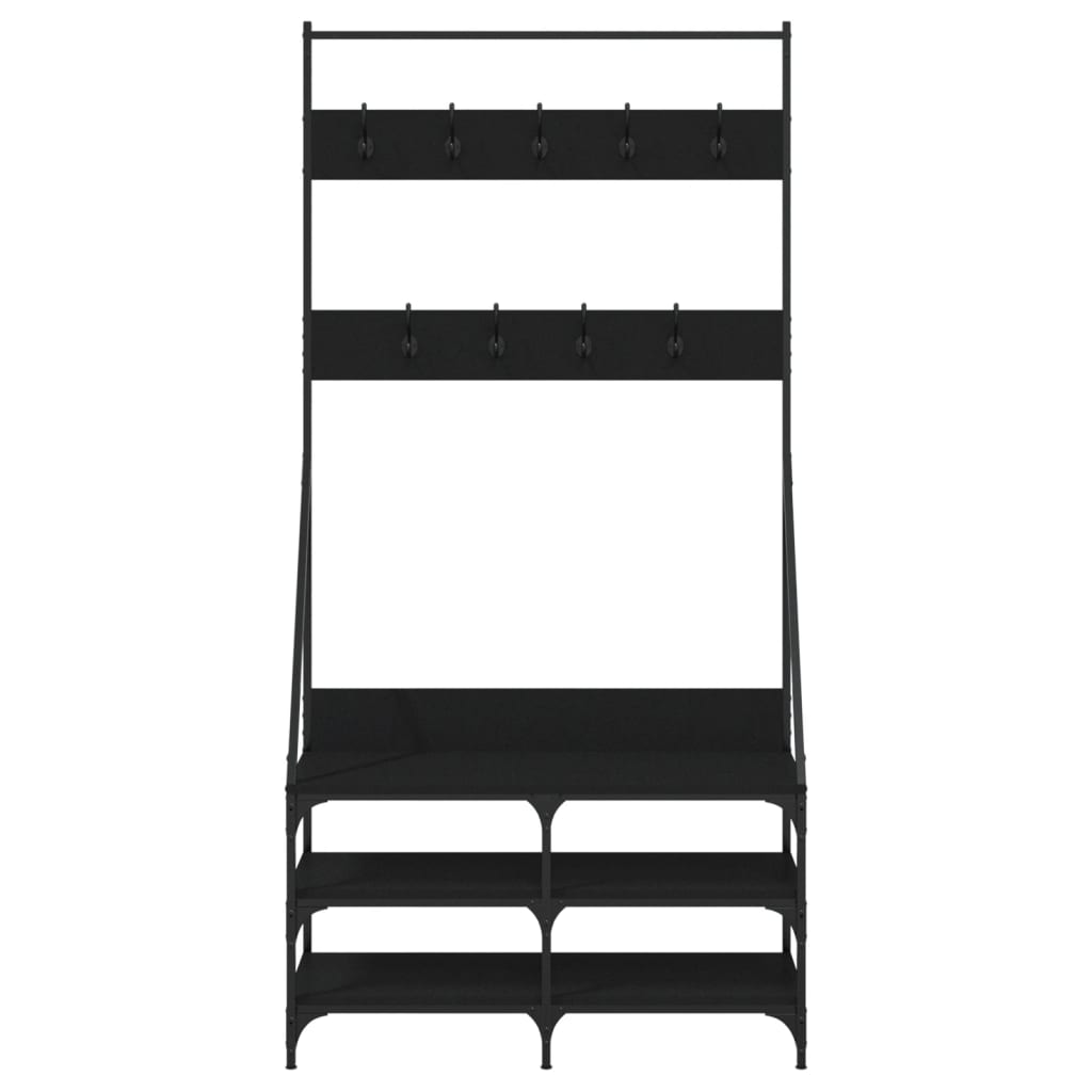 Clothes Rack with Shoe Storage Black 90x34x184 cm