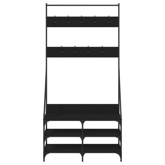 Clothes Rack with Shoe Storage Black 90x34x184 cm