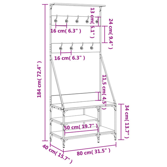 Clothes Rack with Shoe Storage Black 80x40x184 cm