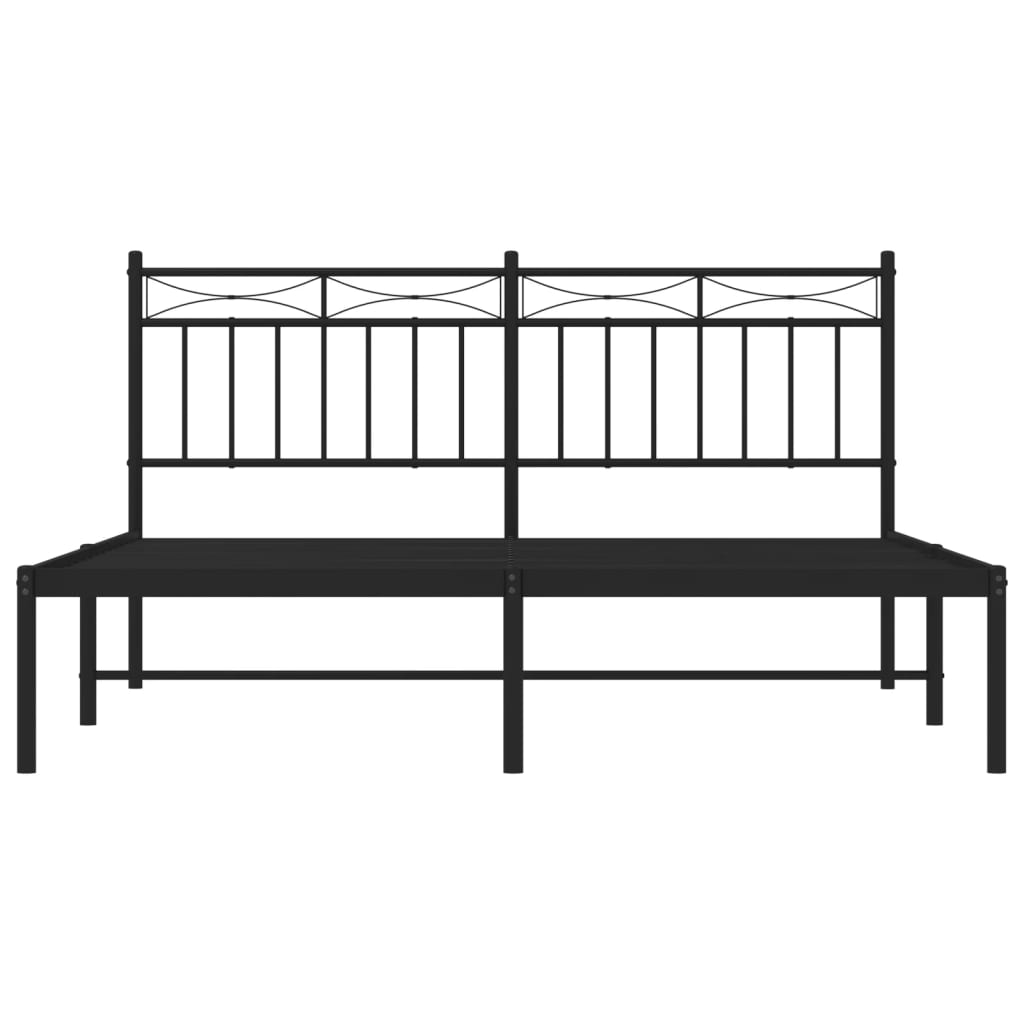 Metal Bed Frame without Mattress with Headboard Black 150x200 cm