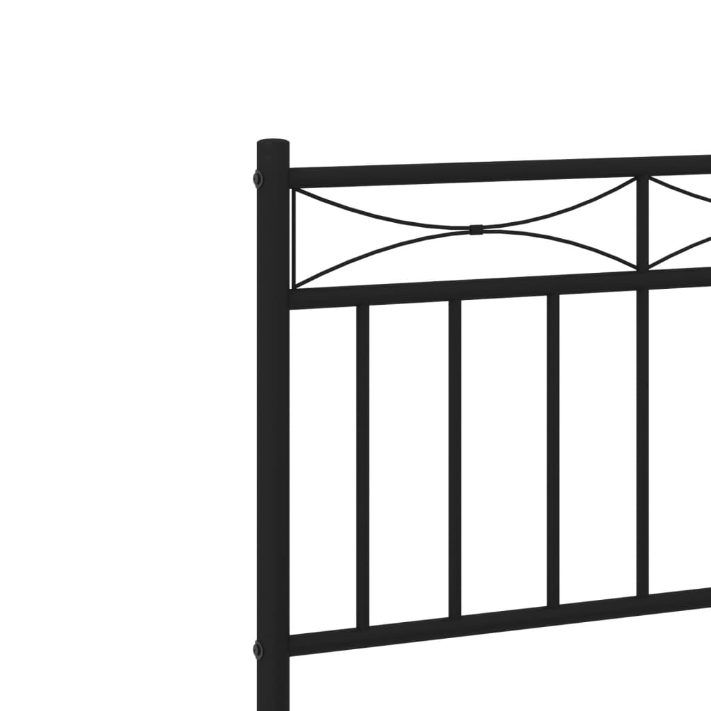 Metal Bed Frame without Mattress with Headboard Black 150x200 cm