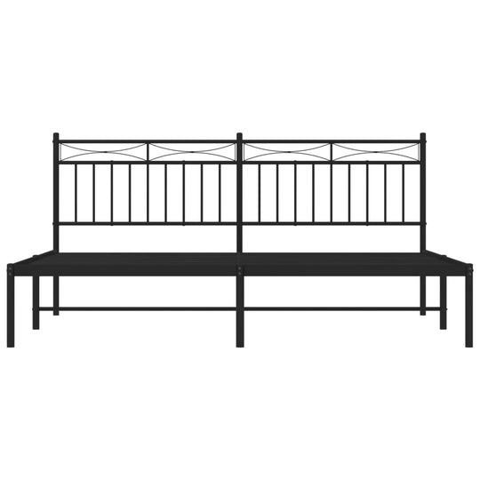 Metal Bed Frame without Mattress with Headboard Black 183x203 cm King