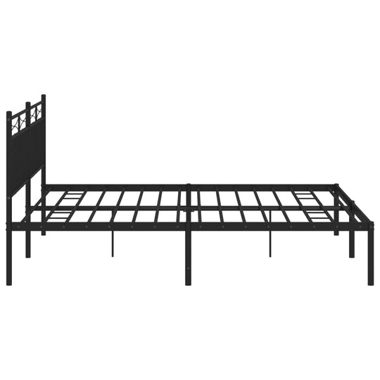 Metal Bed Frame without Mattress with Headboard Black 183x203 cm King