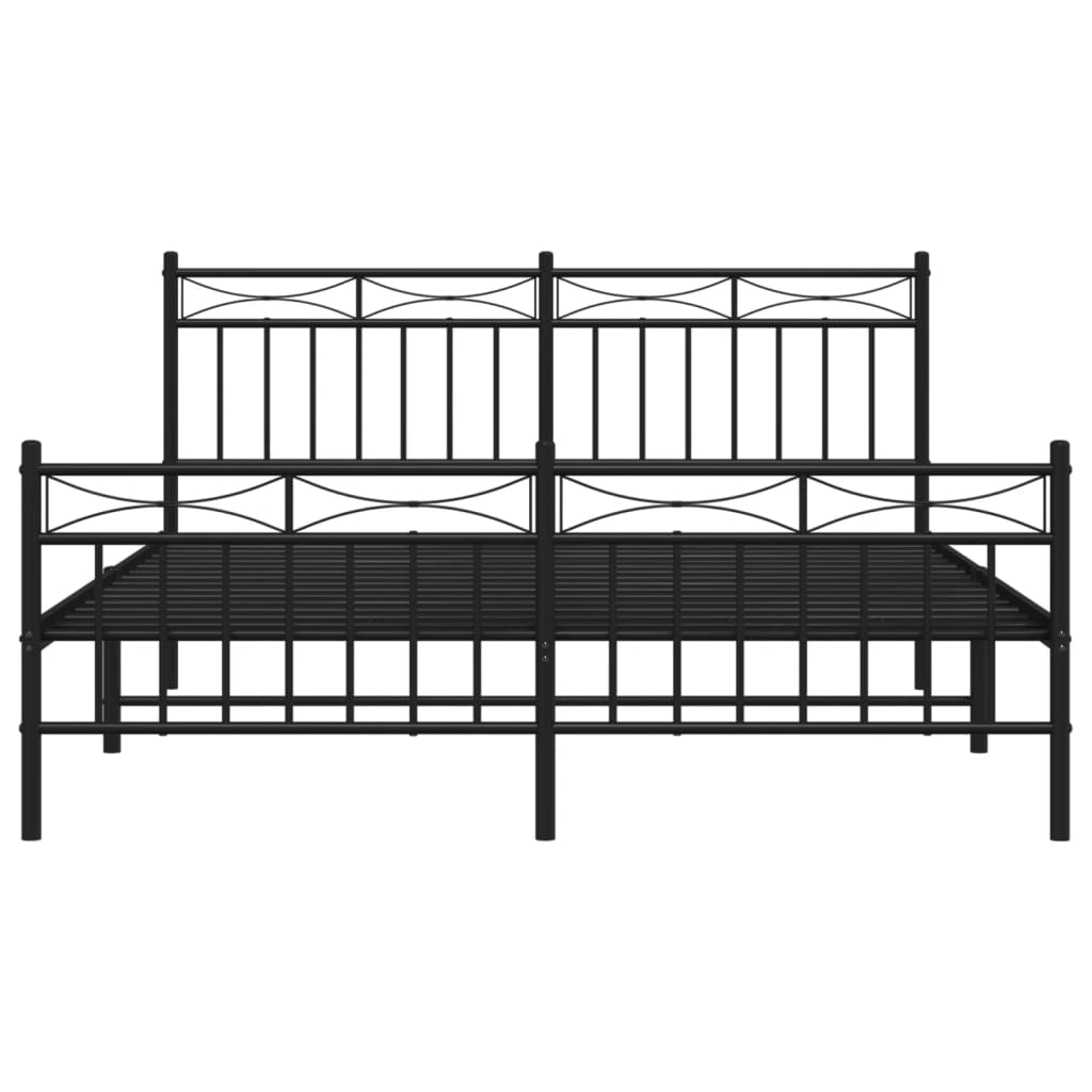 Metal Bed Frame without Mattress with Footboard Black 150x200 cm