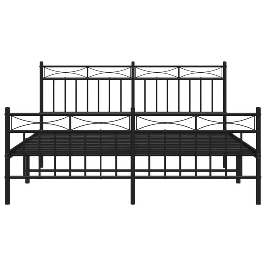 Metal Bed Frame without Mattress with Footboard Black 150x200 cm