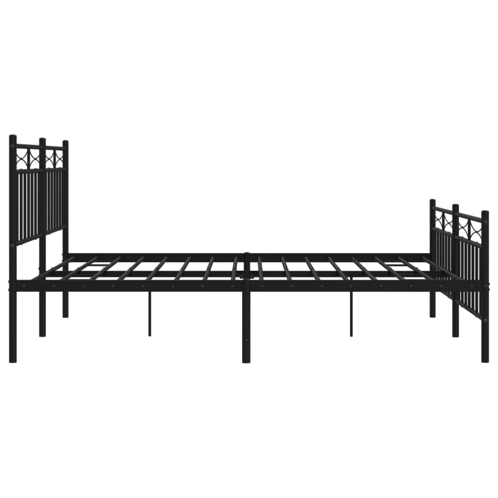 Metal Bed Frame without Mattress with Footboard Black 150x200 cm