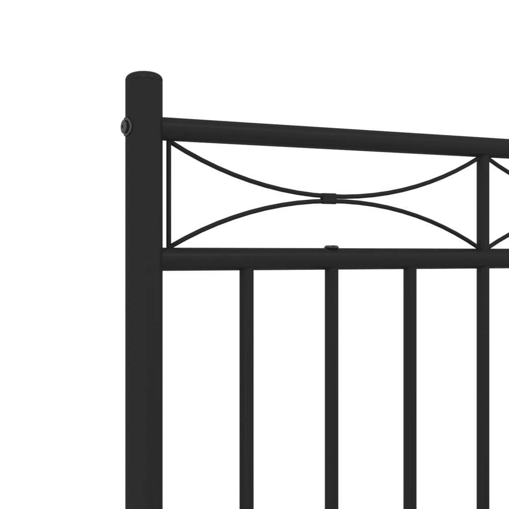 Metal Bed Frame without Mattress with Footboard Black 150x200 cm