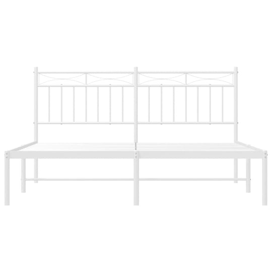 Metal Bed Frame without Mattress with Headboard White 150x200 cm