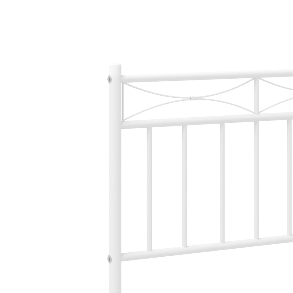 Metal Bed Frame without Mattress with Headboard White 150x200 cm