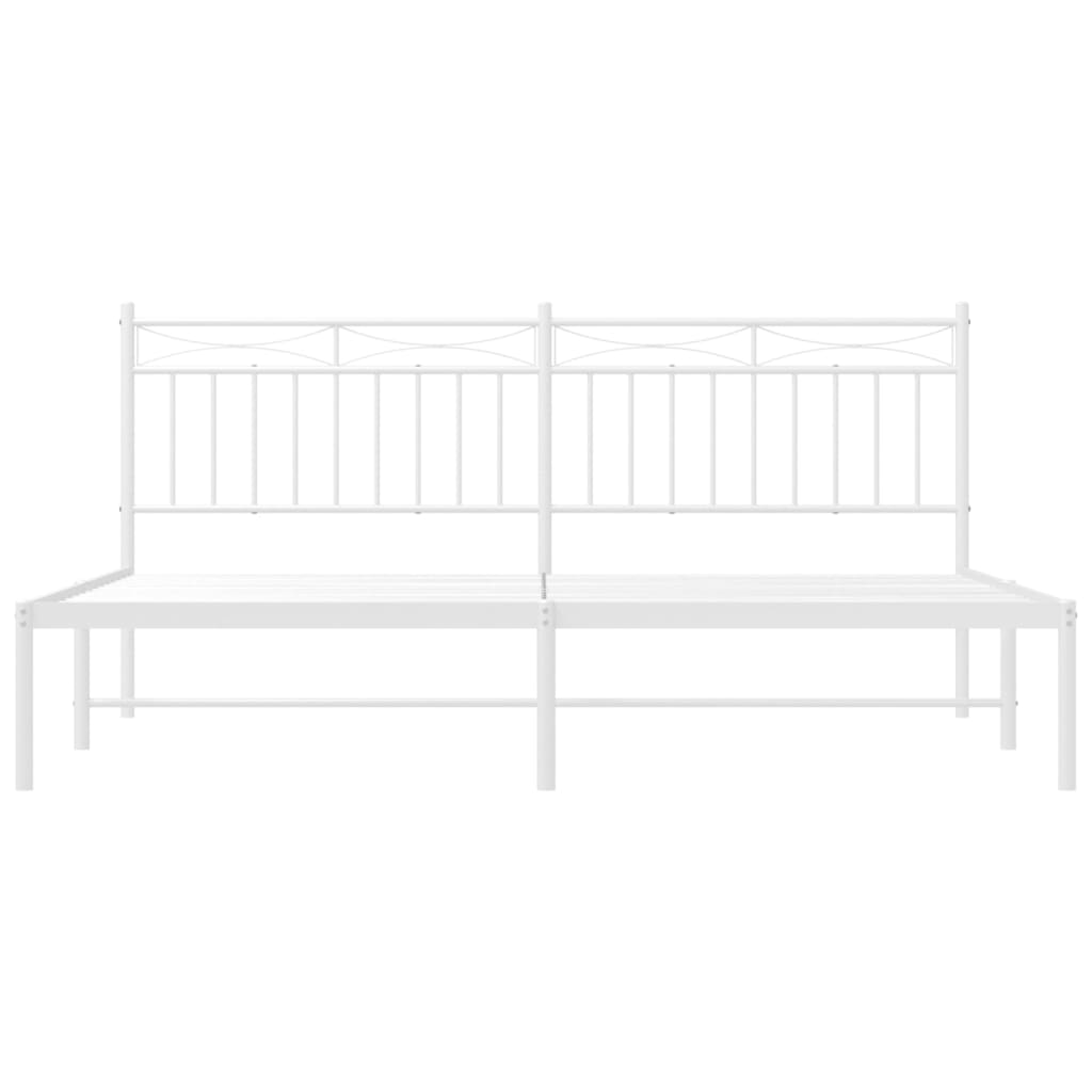 Metal Bed Frame without Mattress with Headboard White 183x203 cm King