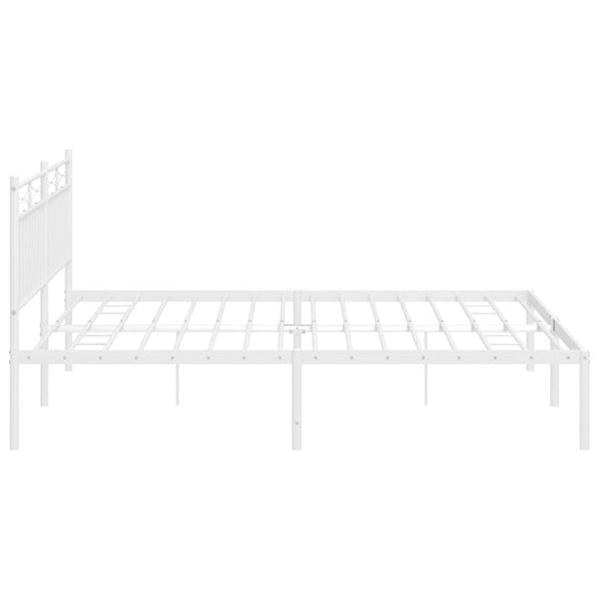 Metal Bed Frame without Mattress with Headboard White 183x203 cm King