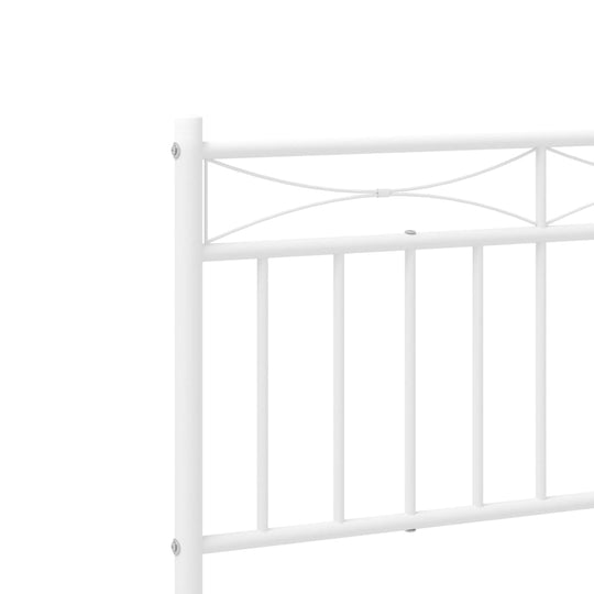 Metal Bed Frame without Mattress with Headboard White 183x203 cm King