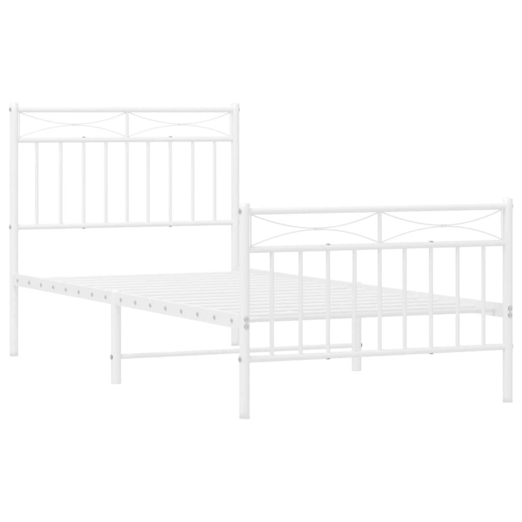 Metal Bed Frame without Mattress with Footboard White 90x190 cm