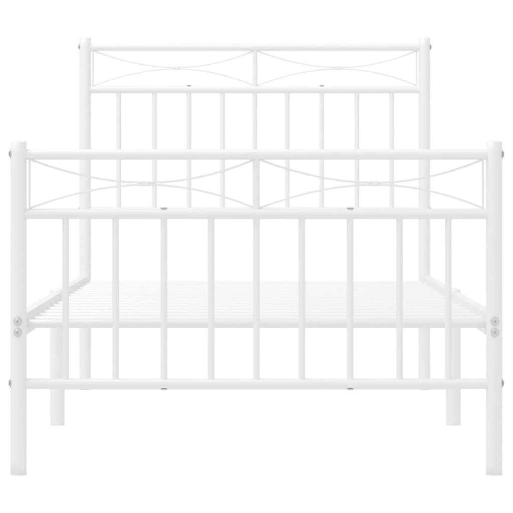 Metal Bed Frame without Mattress with Footboard White 90x190 cm