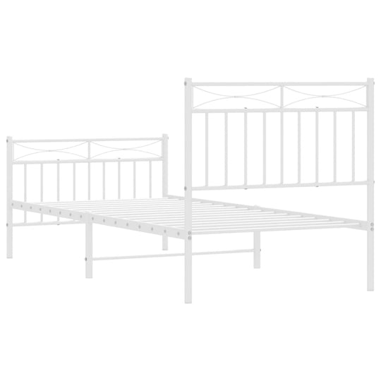 Metal Bed Frame without Mattress with Footboard White 90x190 cm