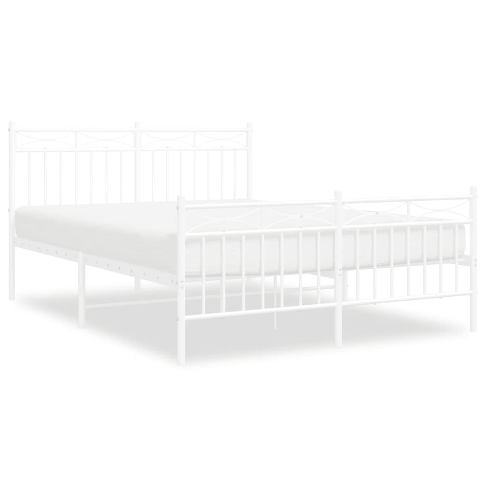 Metal Bed Frame without Mattress with Footboard White 135x190 cm