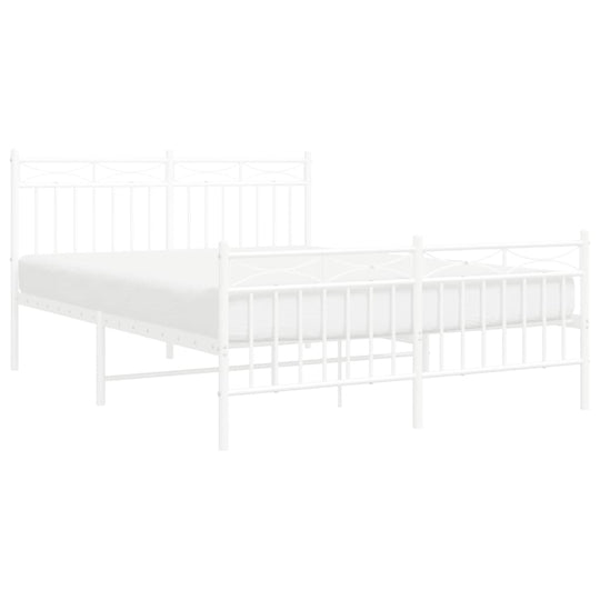 Metal Bed Frame without Mattress with Footboard White 135x190 cm