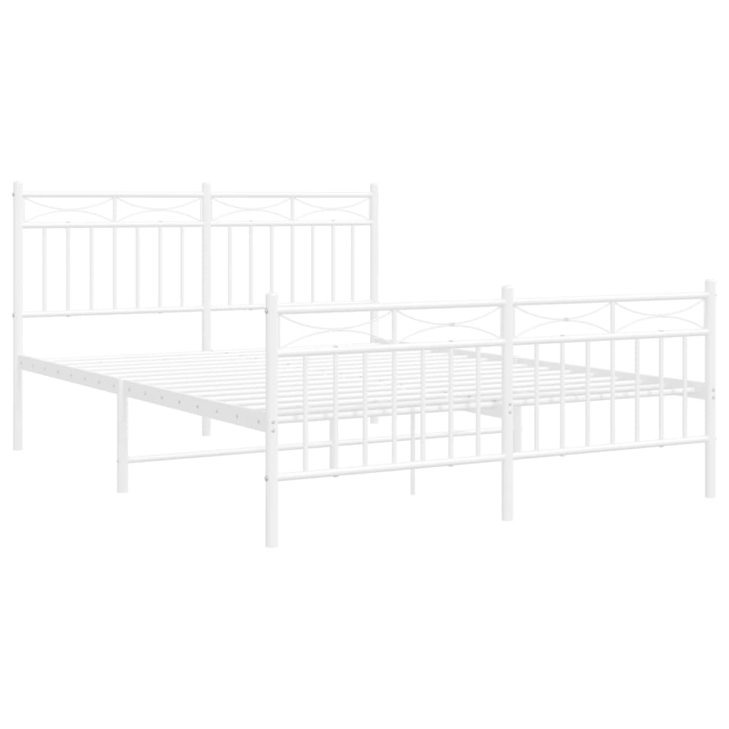 Metal Bed Frame without Mattress with Footboard White 135x190 cm