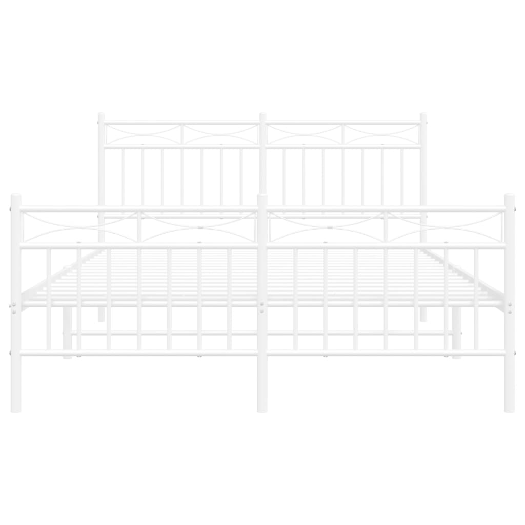 Metal Bed Frame without Mattress with Footboard White 135x190 cm