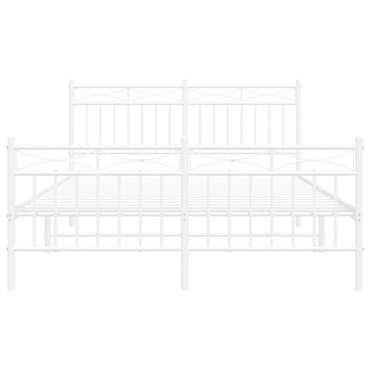 Metal Bed Frame without Mattress with Footboard White 135x190 cm