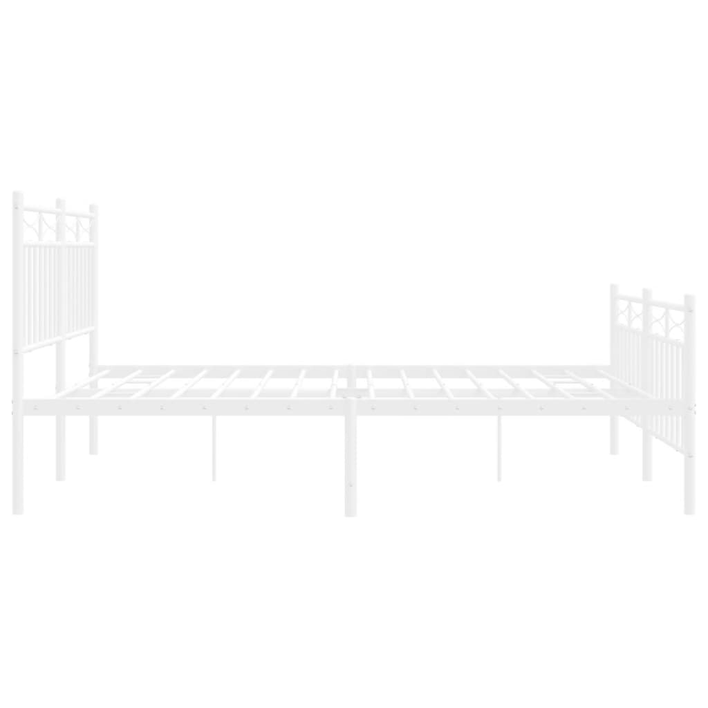 Metal Bed Frame without Mattress with Footboard White 135x190 cm