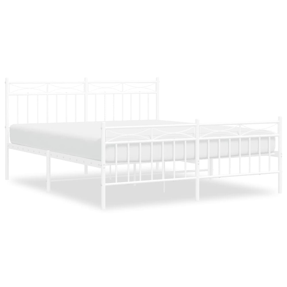 Metal Bed Frame without Mattress with Footboard White 150x200 cm