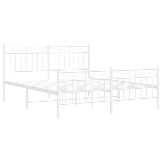 Metal Bed Frame without Mattress with Footboard White 150x200 cm