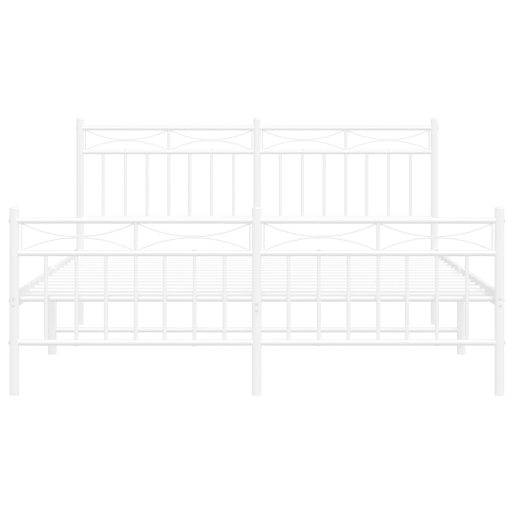 Metal Bed Frame without Mattress with Footboard White 150x200 cm