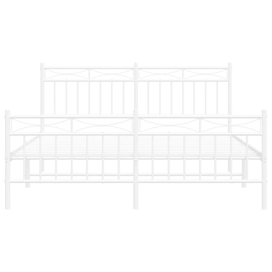 Metal Bed Frame without Mattress with Footboard White 150x200 cm