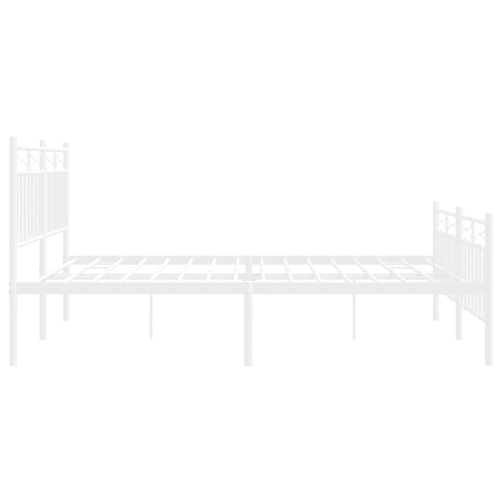 Metal Bed Frame without Mattress with Footboard White 150x200 cm