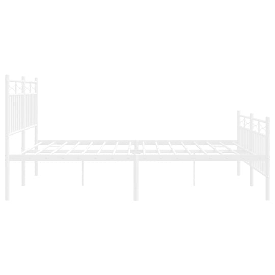 Metal Bed Frame without Mattress with Footboard White 150x200 cm