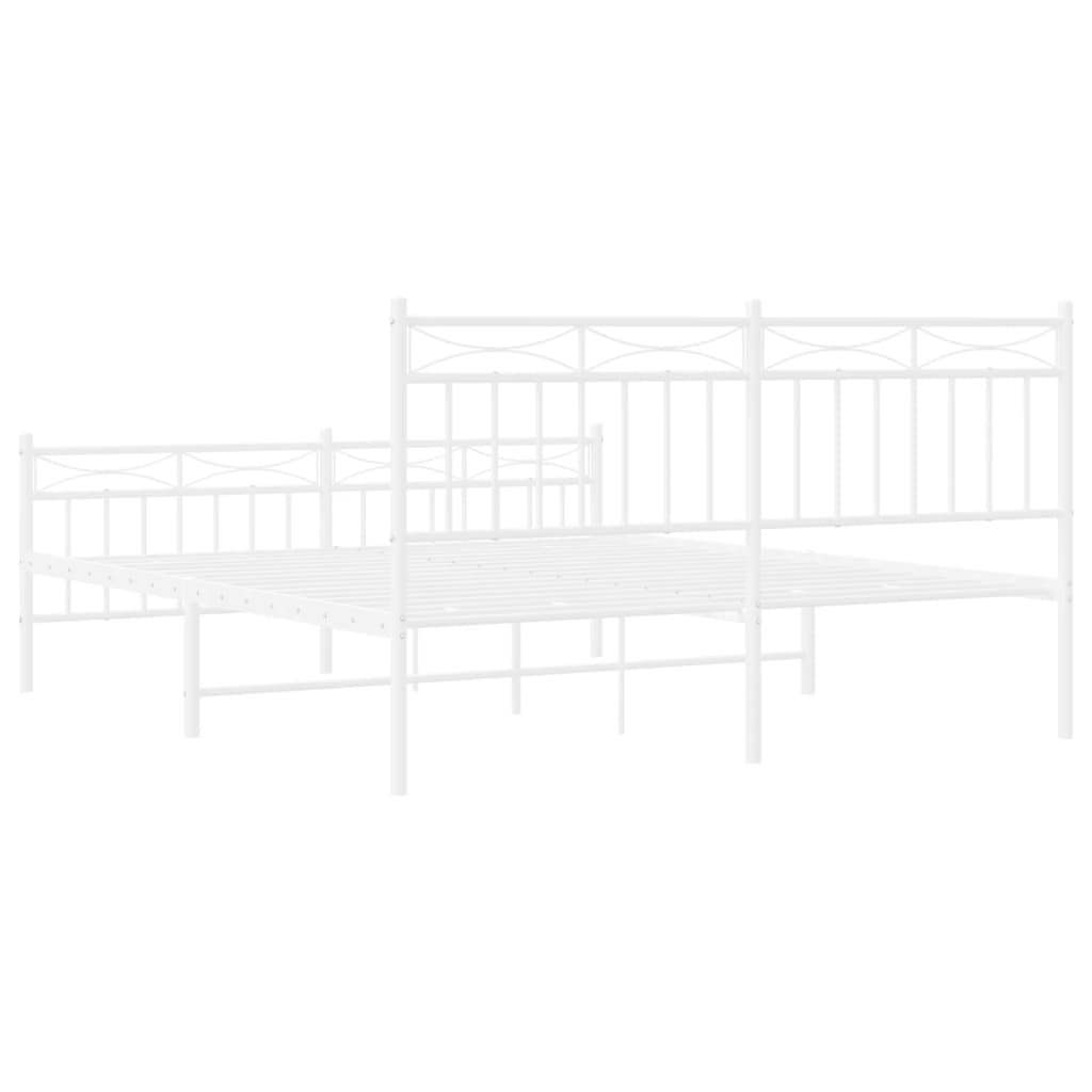 Metal Bed Frame without Mattress with Footboard White 150x200 cm