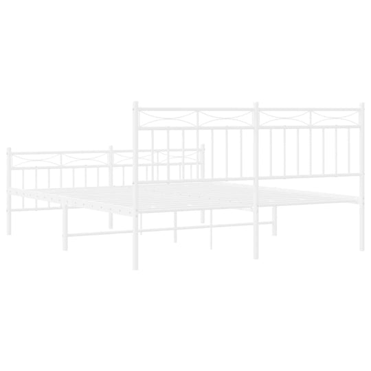 Metal Bed Frame without Mattress with Footboard White 150x200 cm