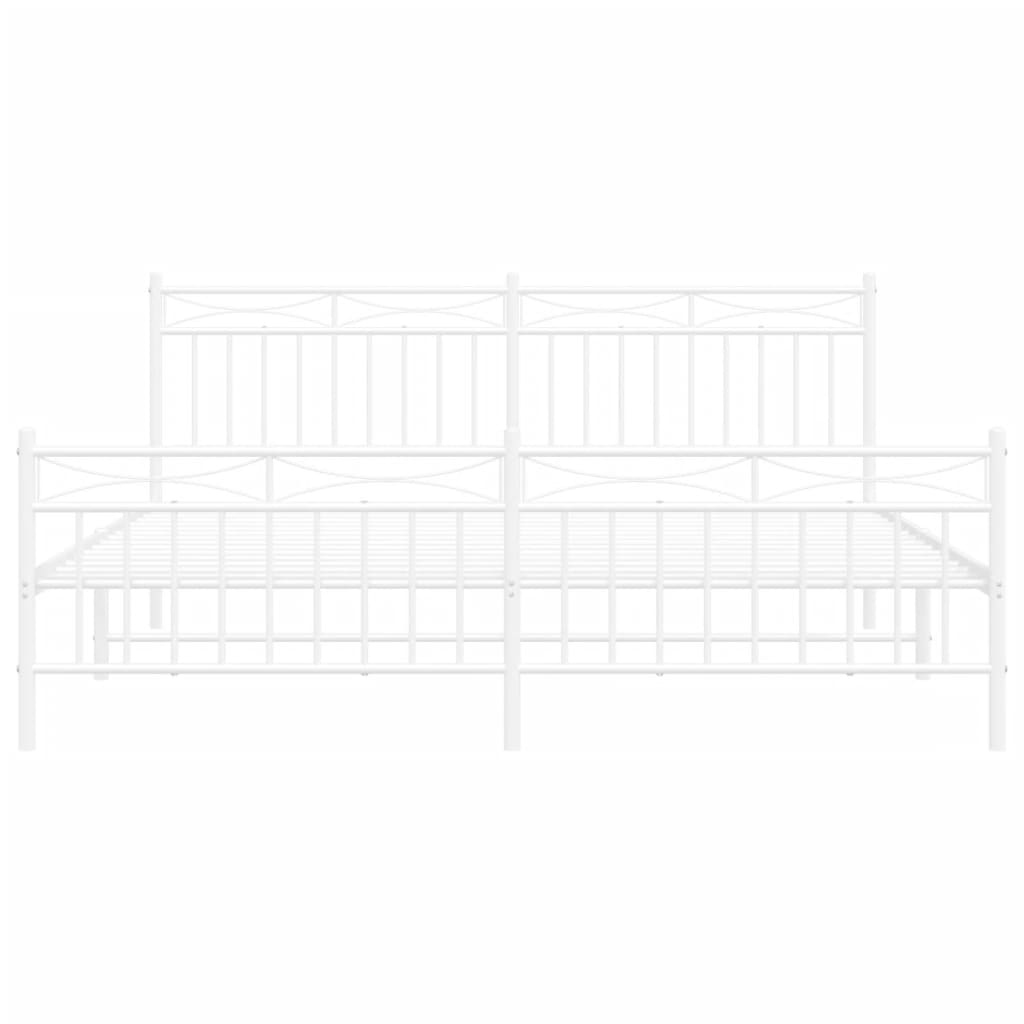 Metal Bed Frame without Mattress with Footboard White 183x203 cm King