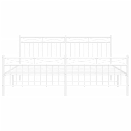 Metal Bed Frame without Mattress with Footboard White 183x203 cm King