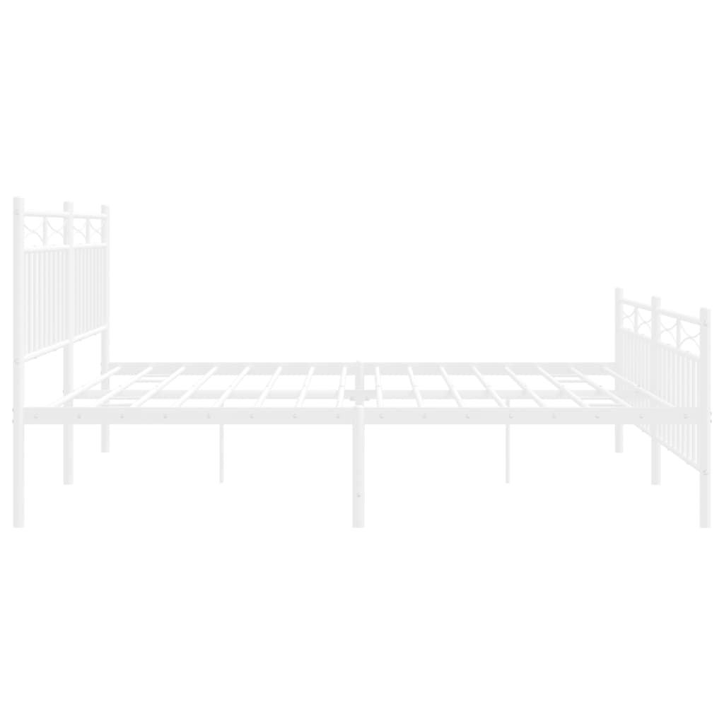 Metal Bed Frame without Mattress with Footboard White 183x203 cm King