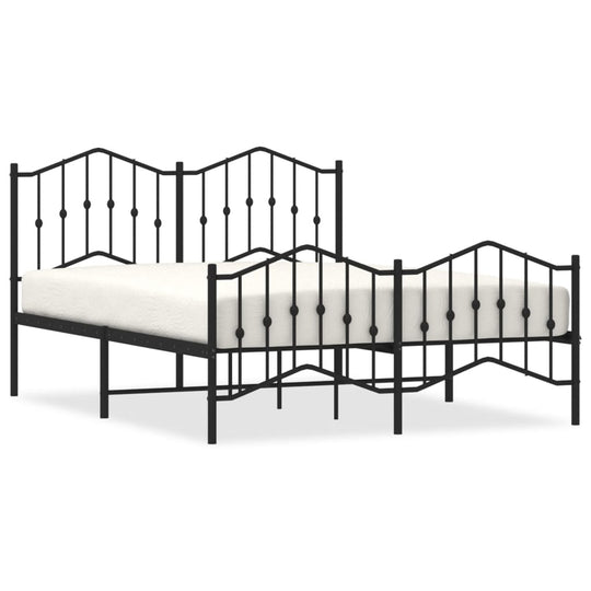 Metal Bed Frame without Mattress with Footboard Black 150x200 cm