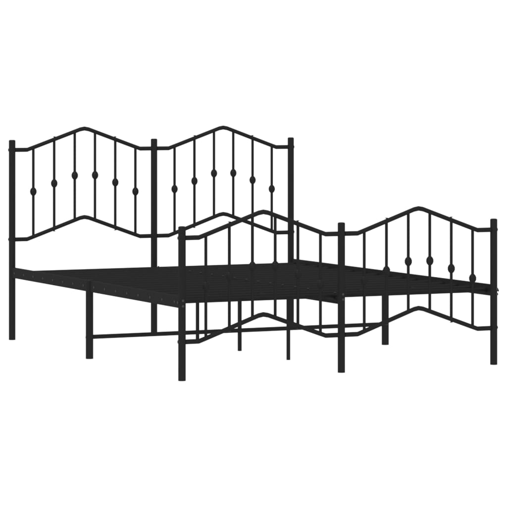 Metal Bed Frame without Mattress with Footboard Black 150x200 cm