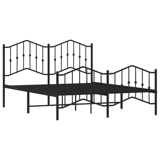 Metal Bed Frame without Mattress with Footboard Black 150x200 cm