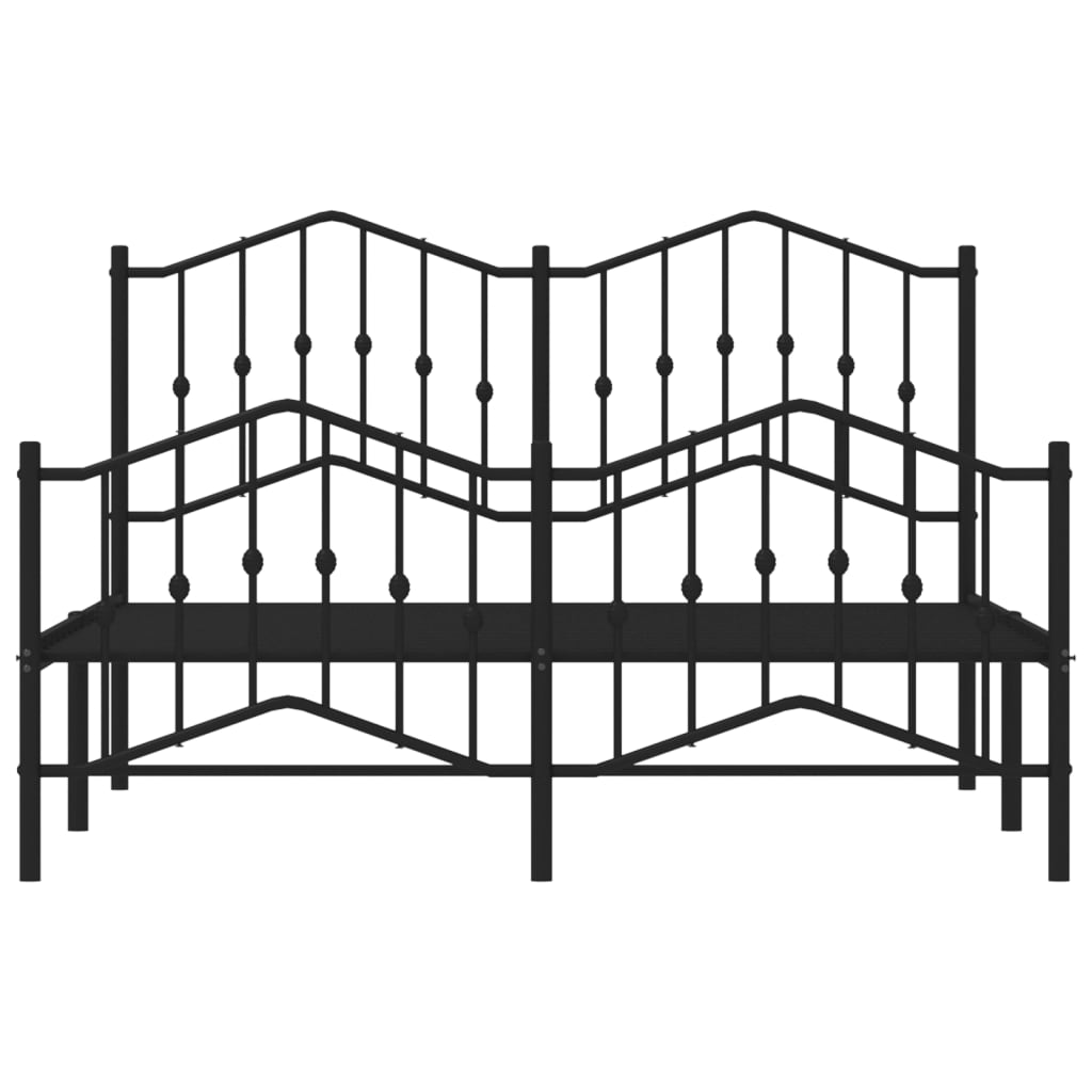 Metal Bed Frame without Mattress with Footboard Black 150x200 cm