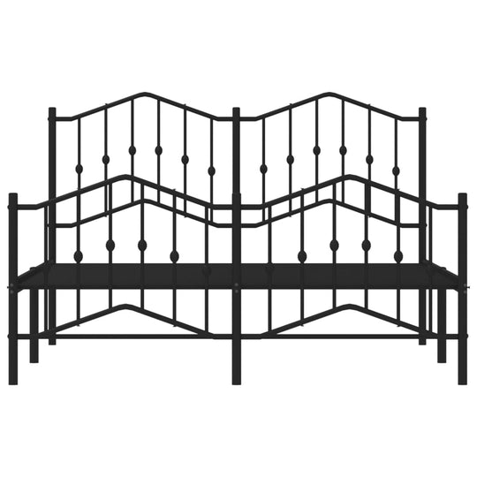 Metal Bed Frame without Mattress with Footboard Black 150x200 cm