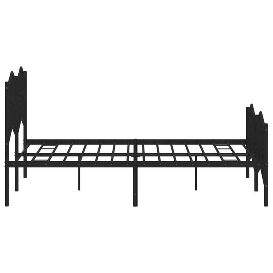 Metal Bed Frame without Mattress with Footboard Black 150x200 cm