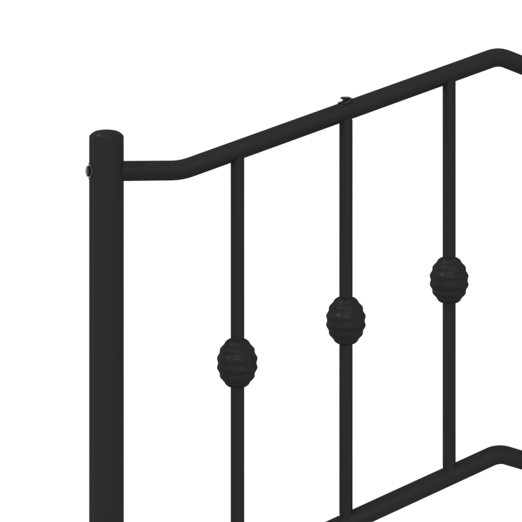 Metal Bed Frame without Mattress with Footboard Black 150x200 cm