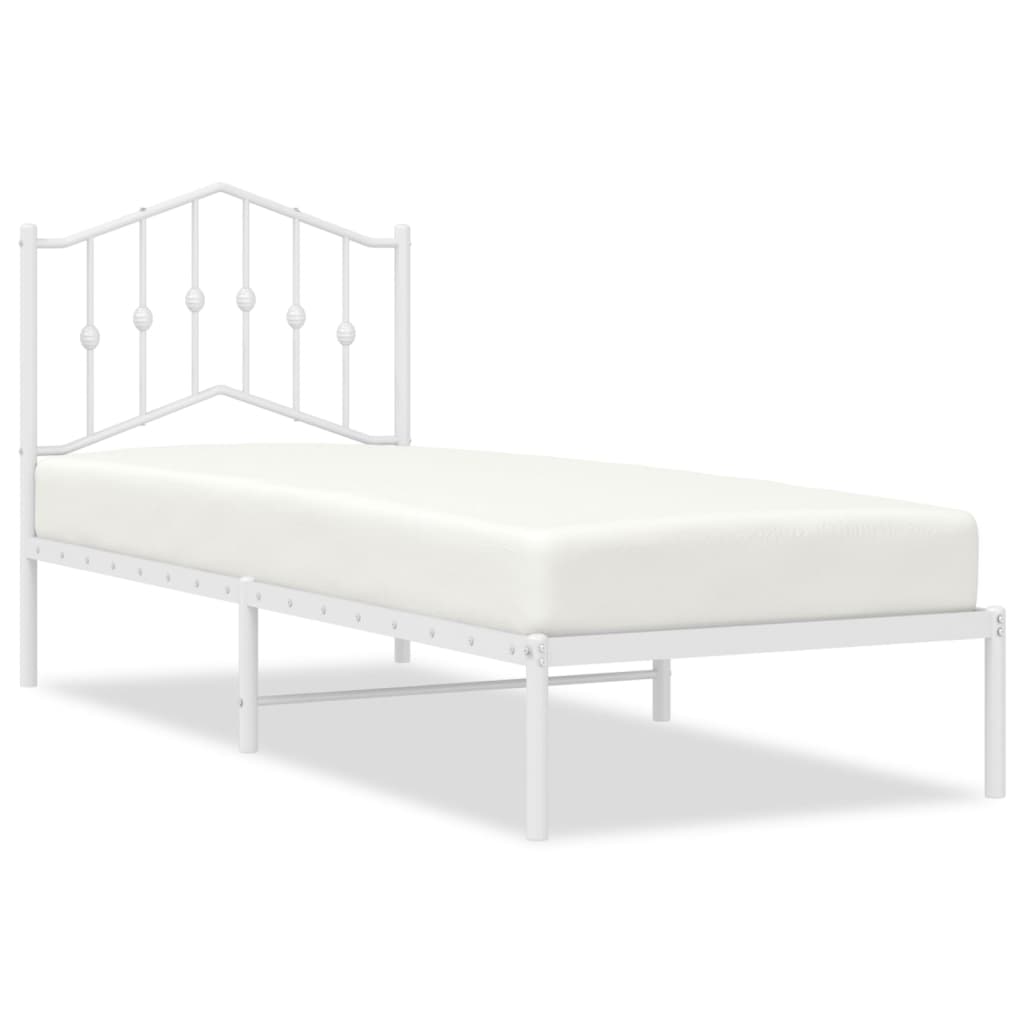 Metal Bed Frame without Mattress with Headboard White 90x190 cm