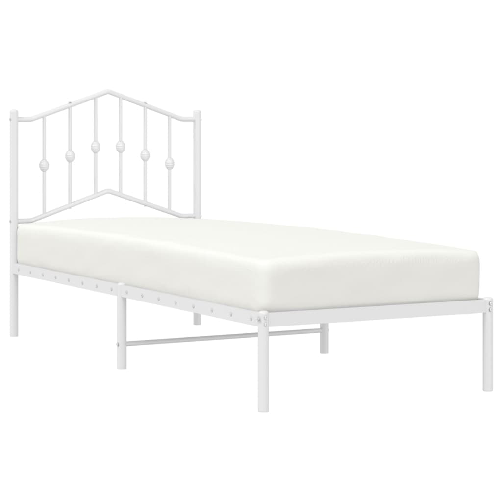 Metal Bed Frame without Mattress with Headboard White 90x190 cm