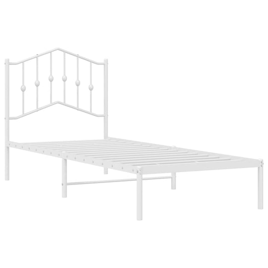 Metal Bed Frame without Mattress with Headboard White 90x190 cm