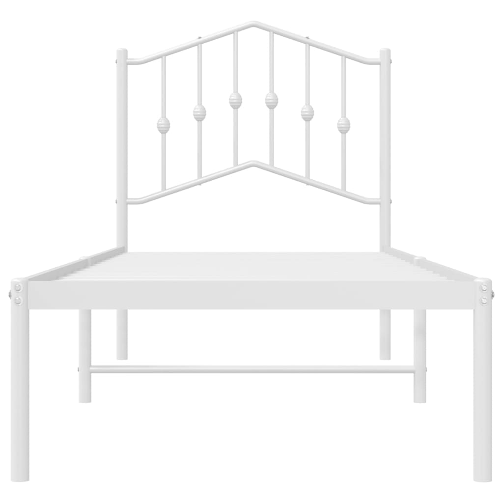 Metal Bed Frame without Mattress with Headboard White 90x190 cm